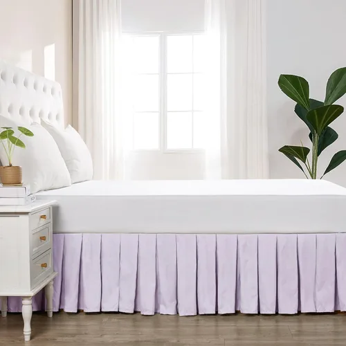 Vista 10 de Home Soft Things Falda de cama clásica de microfibra con volantes, diseño elegante de microfibra sólida envolvente con caída de 14 pulgadas, ropa