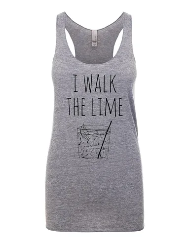 I Walk The Lime, Women's Graphic Racerback Tank Top by Moonlight Makers, Funny Gift for Her, Shirts with Sayings, Yoga Tee (M, Heather Gray)