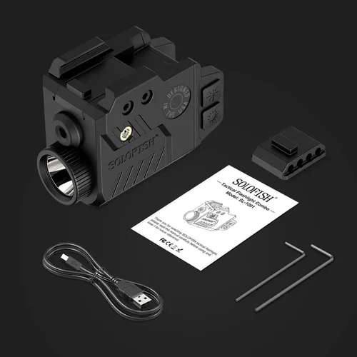 Vista 7 de Solofish linterna de 800 lúmenes ajustable con láser de pistola, función estroboscópica, láser azul y luz táctica, se ajusta para tamaño completo