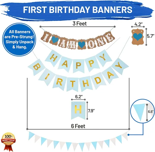 Vista 5 de Decoraciones para el primer cumpleaños con corona de cumpleaños, decoración para el primer cumpleaños del niño, suministros para fiestas con pastel.