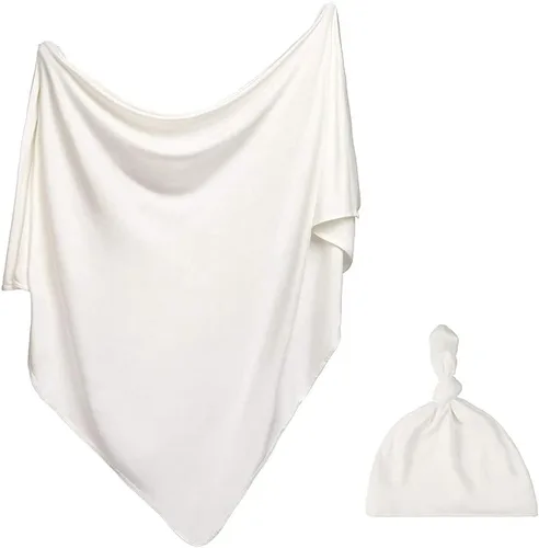 Vista 15 de iEvolve Juego de manta de algodón de punto para bebé con gorro y diadema para recién nacido, mantas de recepción para bebé, niña y niño, 35 x 35