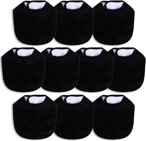 Vista 12 de Baberos impermeables Hakochia de algodón orgánico súper suaves y absorbentes con cierre de presión ajustable para bebés niños y niñas