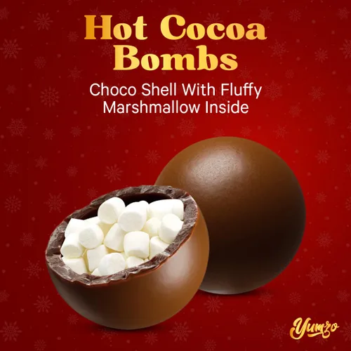 Vista 3 de Bombas de chocolate - Paquete de 3 - Bomba de chocolate rellena de malvaviscos mini y cacao en polvo - Hace bombas grandes de chocolate caliente