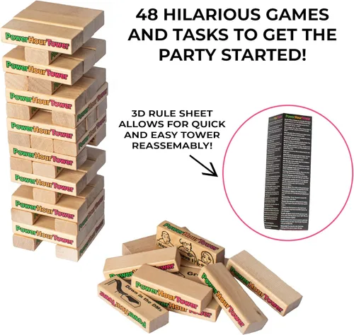 Vista 2 de Party Game - Stacking Wooden Block for Adult Group Fun - Makes a Great Gift and Hilarious Activity