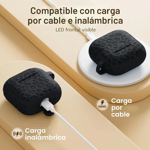 Vista 2 de Funda con Grabado de Leopardo para Estuche de AirPods 4 2024, Funda Protectora de Silicona Suave Compatible con Estuche de Apple AirPods de 4ª