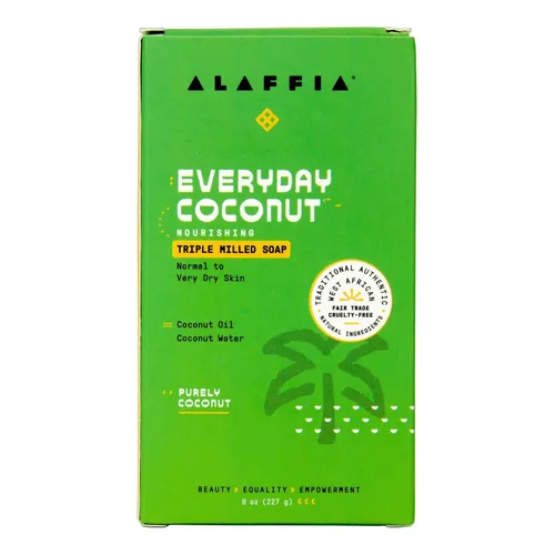 Vista 2 de Alaffia EveryDay - Barra de jabón de coco – Jabón corporal, aceite de coco natural, manteca de karité y extractos de plantas aromáticas, jabón