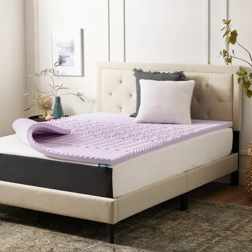 Vista 9 de LUCID Cubrecolchón de espuma viscoelástica de gel zonificado de 2 pulgadas, tamaño individual