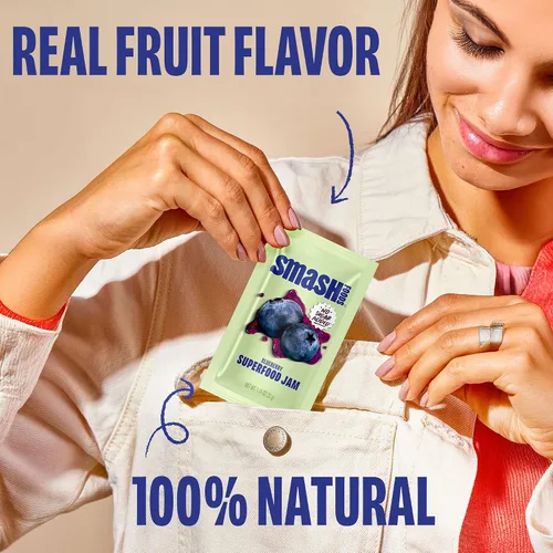 Vista 3 de Chia Smash Superfood Jam Squeeze Paquetes Untar, arriba, apretar y refrigerio Enteros 30, aptos para diabéticos, aptos para diabéticos