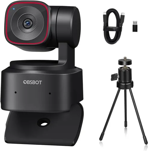 Vista 9 de OBSBOT Tiny 2 - Cámara web PTZ 4K con alimentación de IA, enfoque 4 veces más rápido, CMOS de 1/1.5", USB 3.0, transmisión de datos 10 veces más