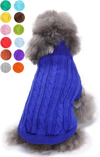 Vista 26 de Suéter cálido para perros pequeños, medianos y grandes, lindo abrigo clásico de invierno con cuello alto para mascotas para gatos, ropa de Navidad