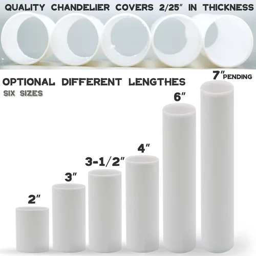 Vista 4 de Fundas de plástico blancas para velas de 2, 3, 4, 6 pulgadas, fundas para candelabros, base de candelabro E12, juego de 12 (2 pulgadas/24 unidades)