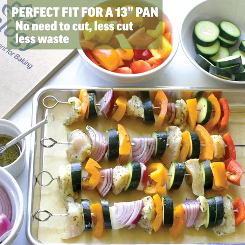 Vista 5 de Zenlogy Papel pergamino de 9 x 13 pulgadas (100 hojas), sin blanquear, alto calor, antiadherente, precortado para sartenes de un cuarto de hoja