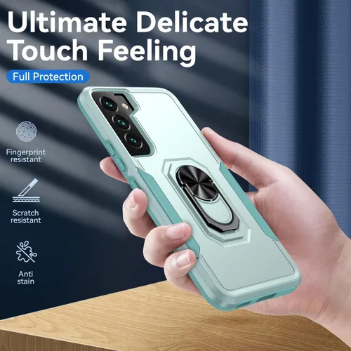 Vista 9 de Funda para Samsung Galaxy S22 Plus con soporte, anillo magnético de armadura, resistente funda protectora de grado militar a prueba de golpes