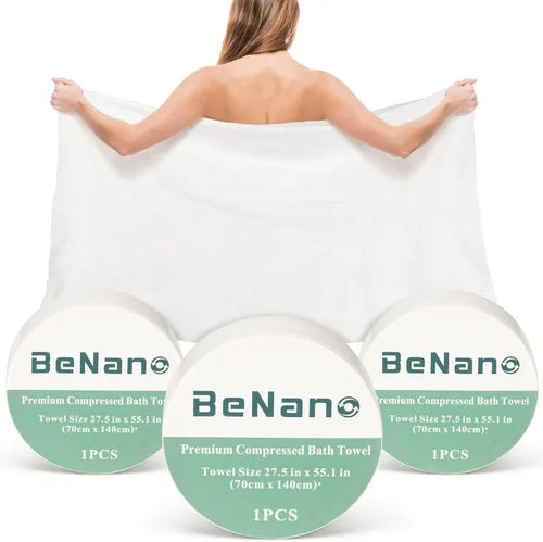 Vista 8 de Benano Premium Pastillas de Toalla Comprimida Desechable Toalla Grande de Baño para Viajes Toalla Reutilizable para Hotel, Camping, Deportes