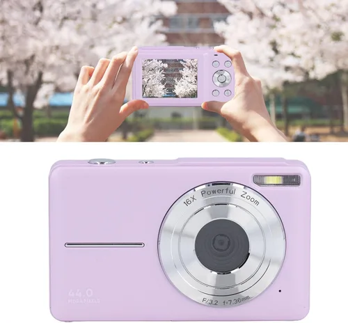 Vista 5 de Cámara digital, FHD 1080P 44MP cámara de enfoque automático para vlogging con pantalla IPS HD de 2.5 pulgadas, zoom digital 16X, cámara compacta