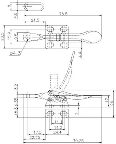 Vista 5 de 4PCS Palanca Abrazadera 201A Herramienta de Mano 60 lbs / 27kg Capacidad de Sostención Antideslizante Horizontal Herramienta de Liberación Rápida