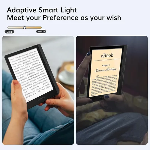 Vista 5 de Meebook E-Reader M7 Pantalla Eink Carta de 6.8' Luz inteligente de 300PPI Android 11 Procesador Quad Core Altavoz externo Compatibilidad