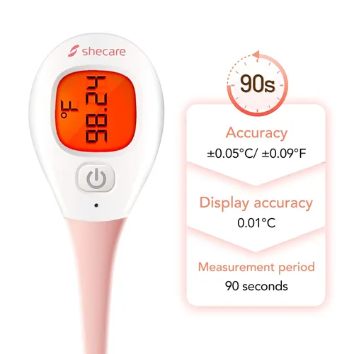 Vista 8 de Termómetro digital basal corporal para ovulación con retroiluminación LCD retroiluminada, termómetro de fertilidad BBT termómetro oral de alta