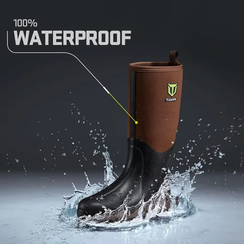 Vista 2 de TIDEWE Botas de Neopreno de Goma para Hombres y Mujeres, Botas de Neopreno Impermeables Resistentes de 6mm, Botas de Lluvia Botas de Caza Botas