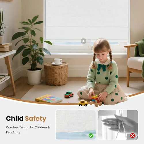 Vista 2 de Grandekor - Persianas romanas inalámbricas sin perforación para ventanas, persianas opacas de tela para ventanas interiores, protección UV