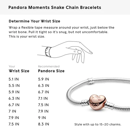 Vista 7 de PANDORA Jewelry Moments Heart Clasp Snake Chain Charm Bracelet