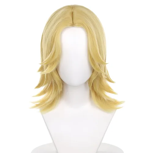 Vista 29 de Peluca de cosplay de pelo corto rizado negro para adultos, pelucas de Halloween para mujeres y hombres