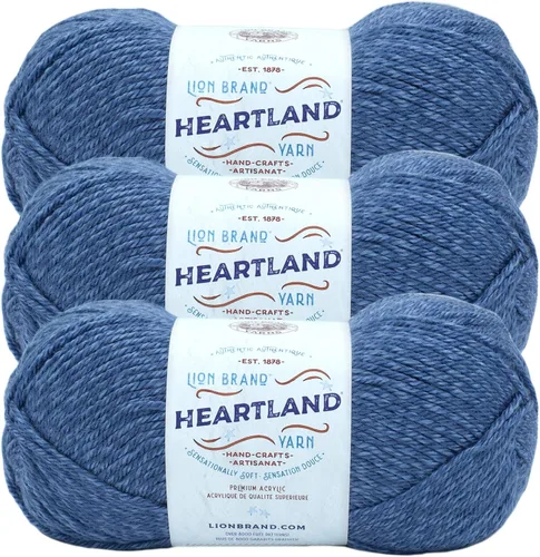 Vista 84 de Lion Brand Yarn Heartland Yarn - Hilo multicolor para tejer, tejer y tejer, paquete de 3, color congaree