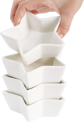 Vista 4 de ZEAYEA Juego de 10 platos para salsa, cuencos de salsa de soja de 3 onzas para Navidad, platos de cerámica de 4 pulgadas para salsa de soja