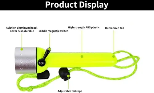 Vista 5 de Linternas impermeables bajo el agua, luz LED impermeable de buceo 180LM LED impermeable linterna de buceo linterna de buceo para actividades