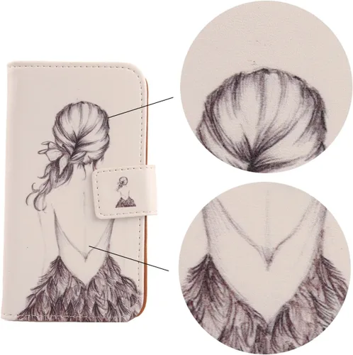 Vista 4 de Pattern Wallet Design Flip PU Leather Cover Skin Protection Case TPU Silicone Shell for Xiaomi 12S Ultra 6.73" (Back Girl)