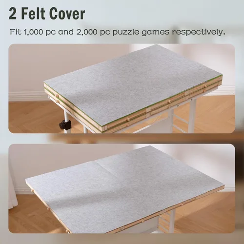Vista 5 de Tektalk Tablero de Rompecabezas Plegable de 2000 Piezas con Ajuste de Altura, Mesa de Rompecabezas con 2 Cubiertas de Felpa y 8 Bandejas/Cajones