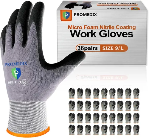 Vista 6 de PROMEDIX P Nitrile Coated Work Gloves,MicroFoam Safety Work Gloves Men,Seamless Knit Nylon&spandex Gloves with Grip