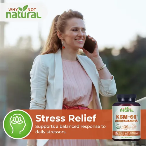 Vista 6 de Why Not Natural Ashwagandha Orgánica KSM 66 Suplementos Cápsulas - KSM66