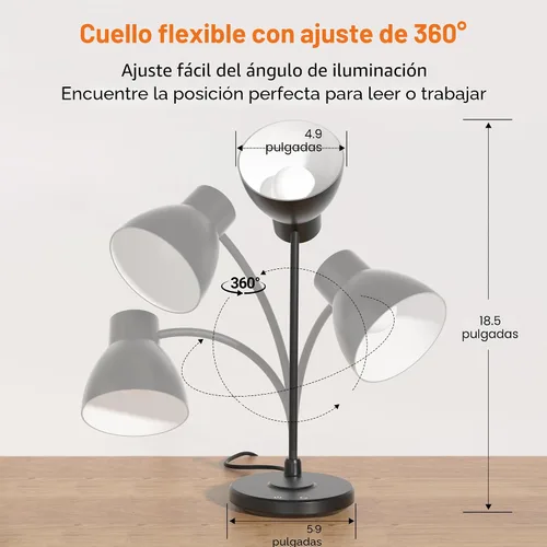 Vista 4 de Lámpara LED de escritorio para oficina en casa con cargador Negro