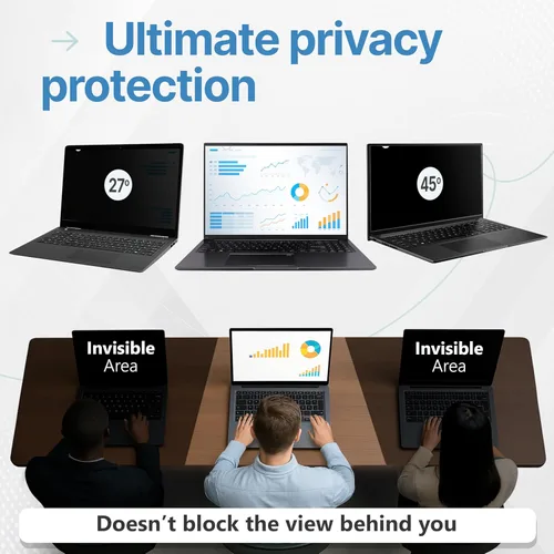 Vista 4 de VINTEZ Pantalla de privacidad de 14 pulgadas 16:9 para monitor de computadora y laptop, película protectora antirreflejos, filtro de luz azul