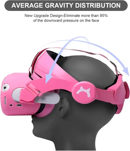 Vista 3 de 6 in 1 Set Head Strap for Oculus Quest 2 AccessoriesMODJUEGO Adjustable Forehead Strap with Silicone Touch Controller Grip Cover VR Face Cover and