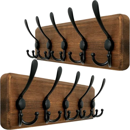 Vista 16 de WEBI Perchero de pared, ganchos para abrigos de pared rústicos, 16" de orificio a orificio, gancho grande para colgar en la pared, perchero