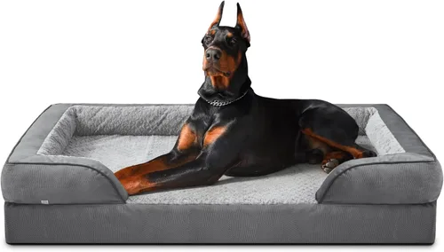 Vista 9 de INVENHO - Cama ortopédica mediana para perros, impermeable, sofá de espuma tipo huevo para perros con funda extraíble y lavable, forro impermeable