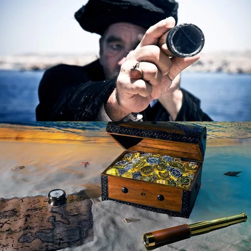 Vista 9 de Pirate Monocular Telescope, 25x30 High Powered Zoomable Collapsible Brass Spyglass Handheld Waterproof Telescope Monocular for Bird Watching Hunting