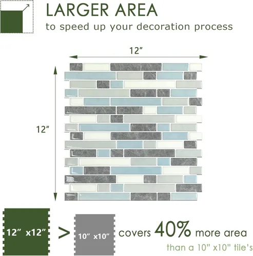 Vista 5 de STICKGOO Azulejos Adhesivos de Diseño Más Grueso para Despegar y Pegar, 12"×12" Protector contra Salpicaduras para Cocina, Azulejos Autoadhesivos