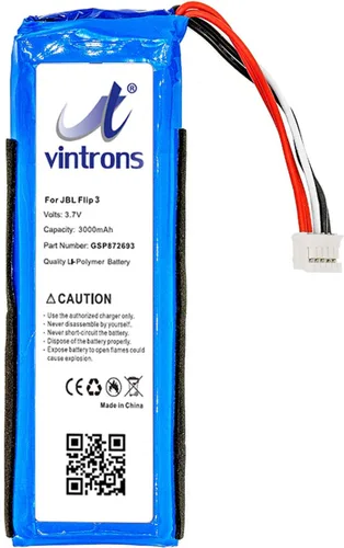 VI VINTRONS Reemplazo de batería para altavoz JBL Flip 3, (3.7V, 3000mAh, GSP872693, P763098 03, batería de altavoz Flip 3)