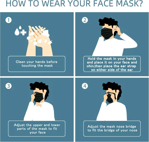 Vista 5 de Mascarillas desechables negras, envueltas individualmente, mascarillas negras para mujeres, mascarilla desechable para hombres, transpirable