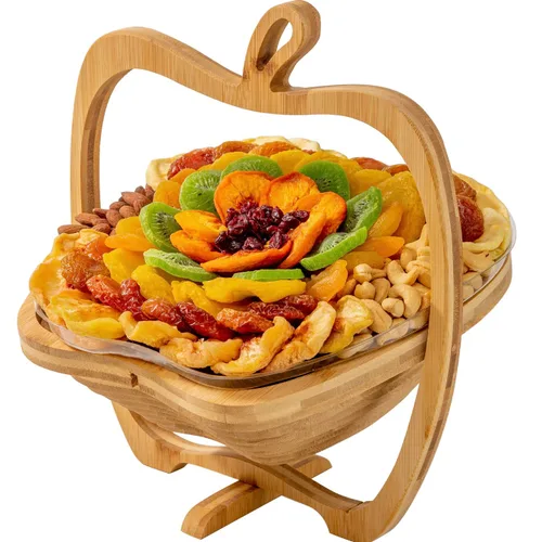 Vista 5 de Canasta de regalo de frutas y frutos secos, bandeja de aperitivos naturales variados saludables, extra grande, bandeja de comida para fiestas