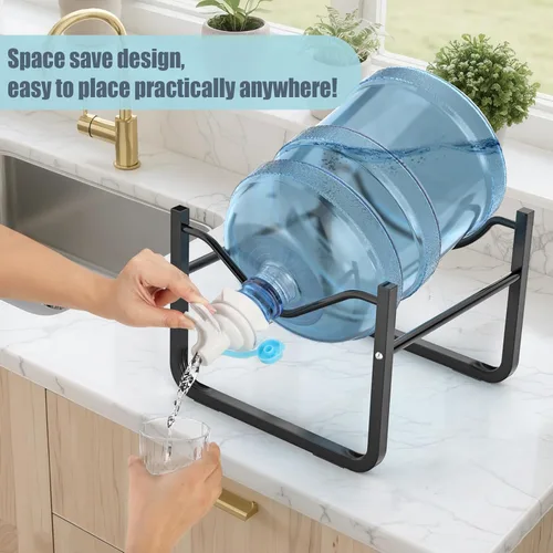 Vista 4 de Soporte para Jarra de Agua de 3 a 5 Galones HAVEDAWN y 2 Válvulas Dispensadoras, Soporte Resistente a la Oxidación que Evita Derrames con Boca