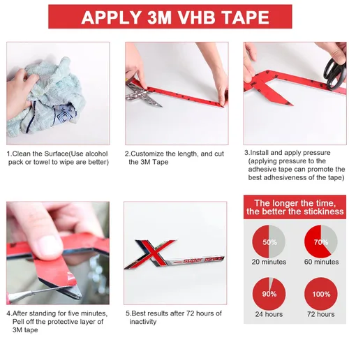 Vista 5 de Cinta 3M de doble cara, cinta de montaje 3M VHB de 20 pies x 0.4 pulgadas, cinta de espuma resistente e impermeable, cinta adhesiva fuerte de dos