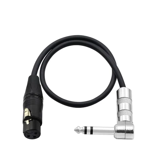 Vista 2 de PNGKNYOCN Cable de 1/4 a XLR de 90 grados en ángulo recto de 0.250 in TRS macho a conector XLR hembra Cable de micrófono estéreo de audio
