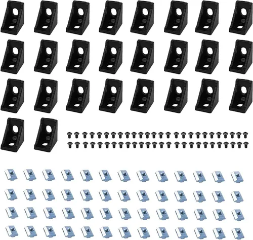 Vista 11 de 26 unids 3030 extrusión de aluminio esquina Ángel soporte conector 3030 Hardware T-ranurado accesorios V ranura con T tuercas y tornillos para 3030