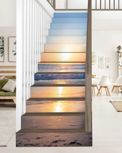 Vista 7 de FLFK Calcomanías para Escaleras - Pegatinas Calcomanías para Escaleras Despegar y Pegar, Arte Arcoíris Pintura al Óleo Calcomanías