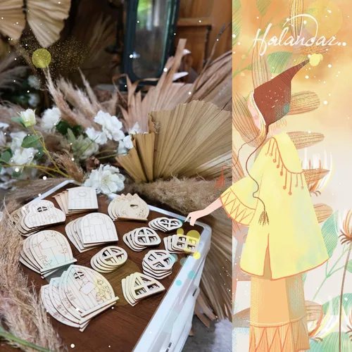 Vista 5 de 48 piezas de puertas de jardín de madera para manualidades, mini ventana, casa de hadas, kit de bricolaje sin terminar, puerta en miniatura sin