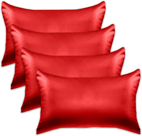 Vista 67 de Elegant Comfort Juego de 4 fundas de almohada de satén de viscosa refrescante con cierre de cremallera oculto, suave como la seda para el cuidado